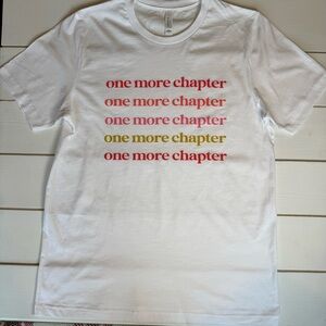 Book Lover’s White T-Shirt with Multicolor 'One More Chapter' Print